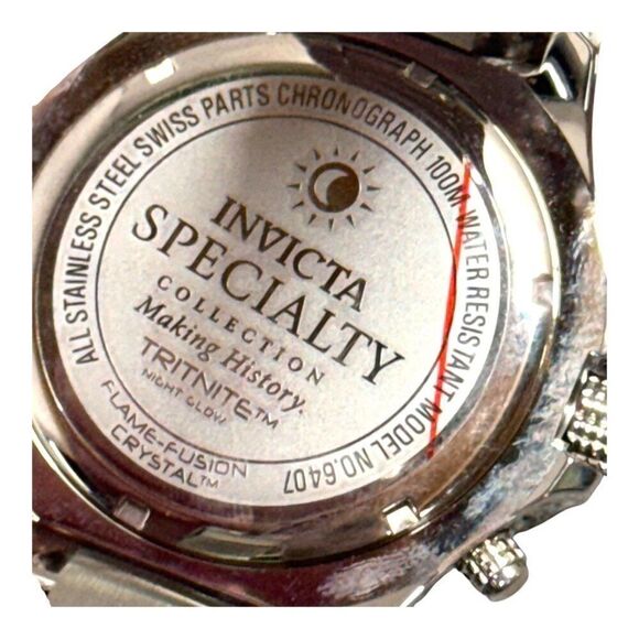 Invicta Specialty Chronograph Watch Stainless Steel Mens Black Dial 100m Water R - Picture 5 of 7